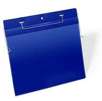 Bolsas de identificación Durable con gancho de alambre A4 horizontal, 50 unidades, color azul