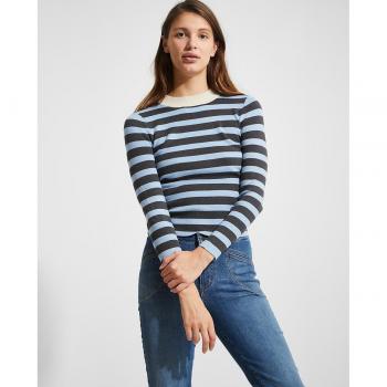 Jersey de mujer ajustado con rayas y cuello perkins