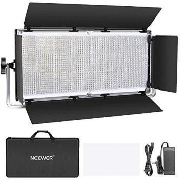 Neewer Regulable 1904 Fotografía Luz Video LED Iluminación LED con Marco Metal Barndoor 3200K-5600K Adaptador DC Opciones Energía Batería para Estudio de Retratos Estudio
