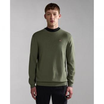 Napapijri Men's Damavand C 4 Green Long Sleeve Sweater with Embroidered Logo, Size: 2XL