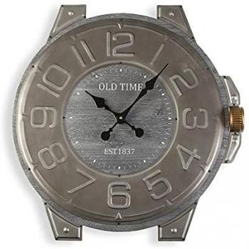 Reloj de Pared Decorativo Versa Cooladdi para Cocina, Salón, Comedor o Habitación - Medidas: 60 x 4,5 x 58 cm - Material: Madera y Metal - Color: Gris