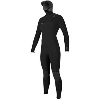 Neopreno Mujer HyperFreak 5/4mm con Capucha y Cierre en el Pecho - Negro
