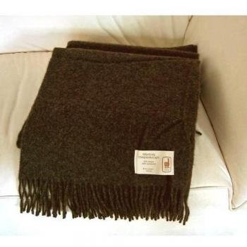 Silkeborg - Manta (50 % alpaca, 50 % lana virgen, 240 x 140 cm, 1100 g, con flecos), color marrón oscuro