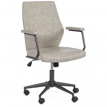 Sillón de oficina con respaldo bajo en ecopiel gris claro Jamie