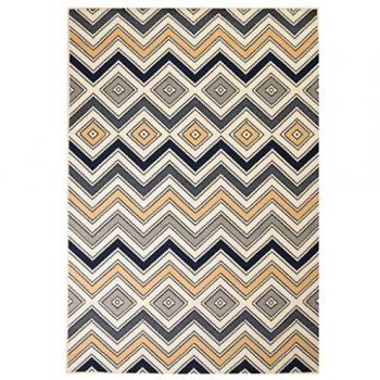 vidaXL Alfombra Moderna Estampado de Zigzag Marrón/Negro/Azul 80x150cm Hogar