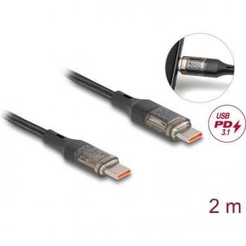 Cable de Sincronización y Carga USB-C 2.0 de 2m, 100W con Indicador de Potencia