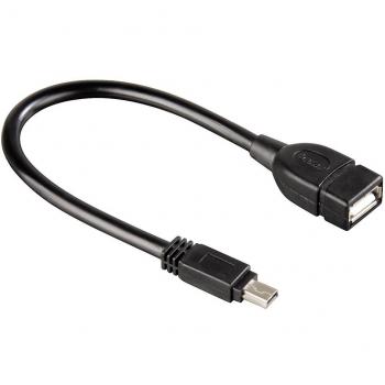 Hama 107201 - Cable adaptador USB 2.0 a Mini USB, 10 cm, color negro