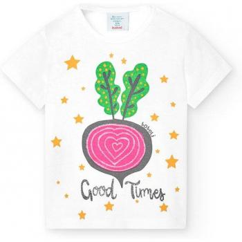 Camiseta de bebé niña de manga corta con dibujo frontal - Boboli 298009 BLANCO