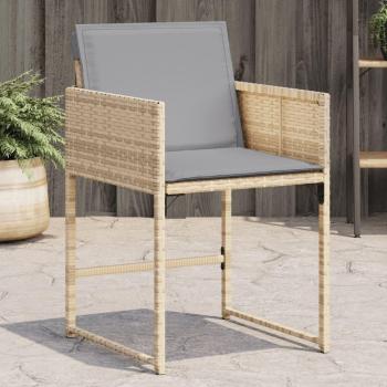 Sillas de jardín con almohadas 4 piezas Beige mezclado en Polyrattan