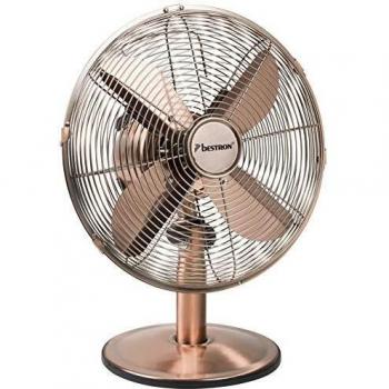 Bestron Ventilador de sobremesa con Función Giratoria, Diseño Retro, Altura: 43 cm, Ø 35 cm, 35 W, Cobre