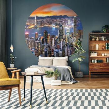 Papel pintado círculo Skyline de noche 190 cm