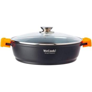 Cazuela Baja Inducción WECOOK! Ecochef Titanio 24cm con Tapa de Cristal, Aluminio Fundido, Antiadherente QUANTANIUM Ecológico sin PFOA, 5