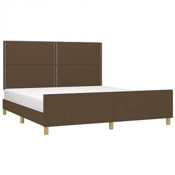 Estructura de cama con cabecero de tela marrón 180x200 cm