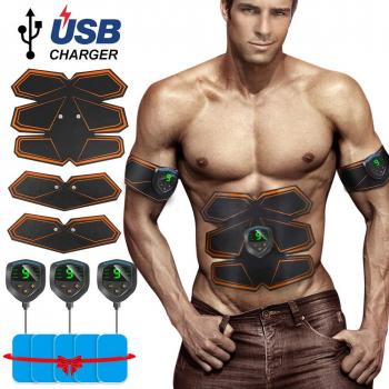 Openuye Electroestimulador Muscular Abdominales, Masajeador Eléctrico Cinturón, Abdomen/Brazo / Piernas/Cintura Entrenador Muscular, USB Recargable y Pantalla LCD