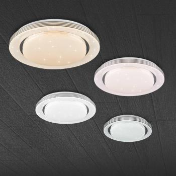Lámpara de techo LED Atria, Ø 58 cm, blanca, plástico, CCT, moderna y grande con efecto estelar dimmable