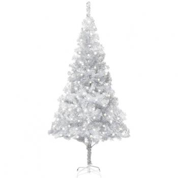 Pre-lit Silver Artificial Christmas Tree with Stand 240 cm PET