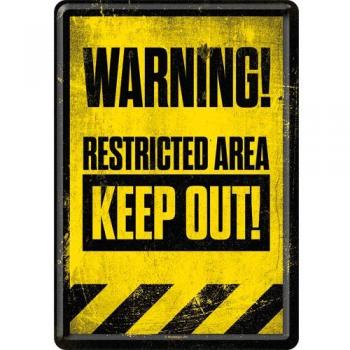 Nostalgic-Art Warning Restricted Area Keep out Metal Postcard/Mini-Sign