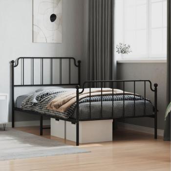Estructura de cama pediátrica con cabecero y estribo metal negro 107x203 cm