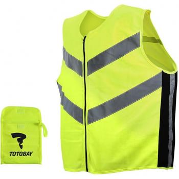 TOTOBAY Chaleco Reflectante Deportivo de Alta Visibilidad con 7 Correas Reflectantes y Cremallera YKK Chaleco de Seguridad para Moto Bicicleta Correr Caminar Ciclismo Deportes Nocturnos en Exterior