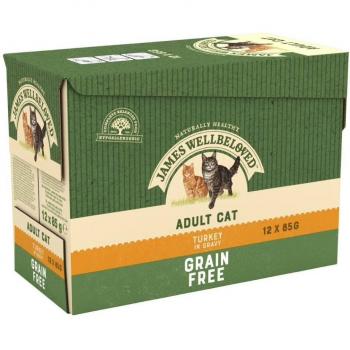 James Wellbeloved Adult Grain-Free Turkey in Pouches for Cats - Economy Pack: 96 x 85g