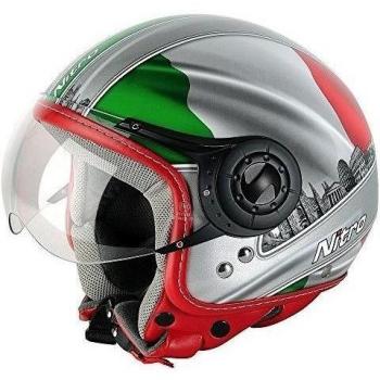 Nitro 187803XL67 X-548 Italy Casco Moto, Color Gris, Rojo y Verde, Talla XL