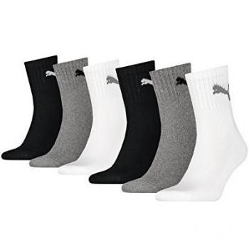 PUMA Calcetines deportivos unisex de caña corta, 231011001 6 pares, 3 paquetes de 2 unidades, talla: 35-38, color gris, blanco y negro