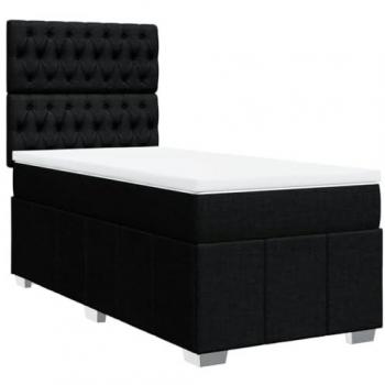 Cama box spring con colchón tela negro 100x200 cm Vidaxl Negro
