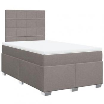 Cama Box Spring con Colchón Tela Gris Taupe 120x190 cm