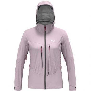 Salewa Sella 3L Powertex Jacket Femenino Rosa - Chaqueta impermeable, transpirable, ligera, con capucha ajustable, costuras selladas, bolsillo con cremallera y diseño ergonómico para actividades al aire