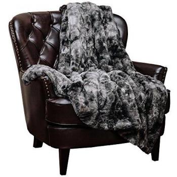 Chanasya Super Soft Fuzzy Faux Fur Throw Blankets - Fluffy Plush Lightweight Cozy Snuggly with Sherpa for Couch Sofa Living Room Bedroom - Grey Fall & Winter Home Decor
