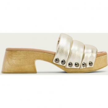 Sandalias de Tacón Bajo Destalonadas de Piel para Mujer Nahya Plata 5-8cm Casual