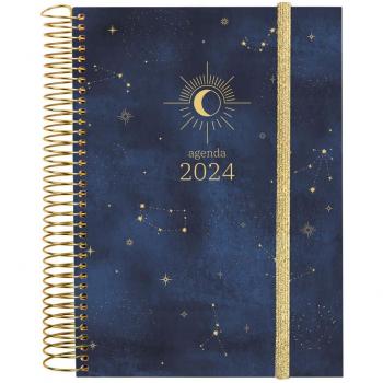 Agenda Finocam Design Col.E10 día/pág 2024 Moon cat