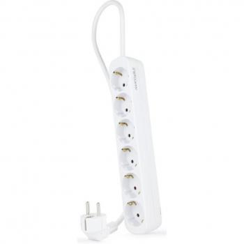 Nanocable Regleta de Enchufes con 6 Tomas Tipo F, Cable de 1.4m, Color Blanco