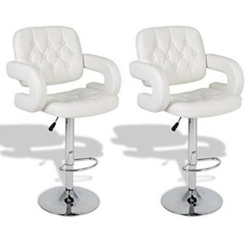 vidaXL Taburete de cocina bar 2 unidades blancas cuero artificial