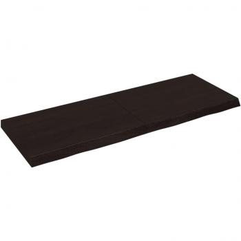 Estante de pared de madera de roble macizo tratado, color marrón oscuro, dimensiones 140 x 50 x (2-6) cm