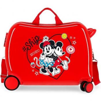 Maleta Infantil Rígida Mickey & Minnie Ship Always Be Kind Roja, Correpasillos, 38x50x20cm, Capacidad 34L
