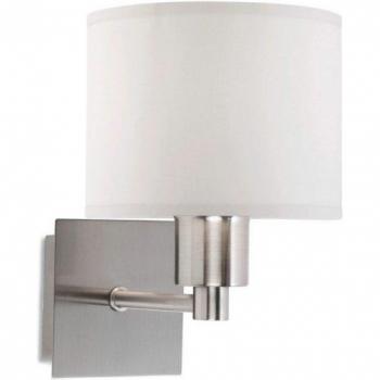 Lámpara de pared Lyon LED E27 60W Níquel Satinado con Pantalla de Tela 24,2 cm