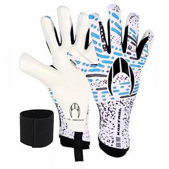 Guantes de Portero HO Soccer KONTROL Pro, Unisex Adulto, Blanco/Azul, Talla 7.5