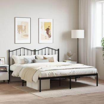vidaXL Metal Bed Frame without Mattress with Headboard Black 183x213cm