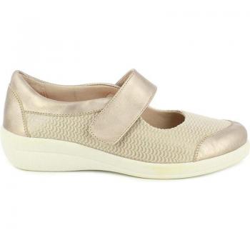 Manoletina Ancho Especial Mujer Doctor Cutillas 43625 Beige con velcro metalizado