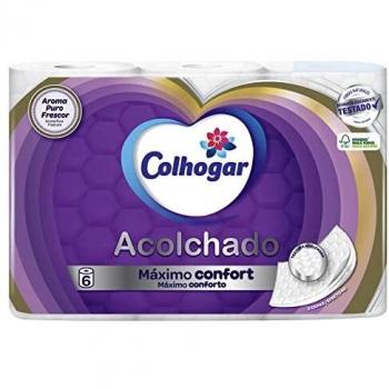 Colhogar Acolchado x6 - Papel Higiénico Acolchado - 3 Capas - Máximo Confort - Perfumado - Blanco