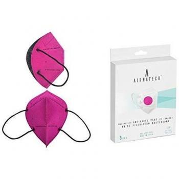 AIRNATECH Plus Air-e017 Mascarillas Higiénicas Reutilizables - 20 Lavados - 99,9% Filtración Bacteriana - 04 Fucsia - Pack 5 Unidades, color Fucsia - Pack de 5
