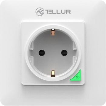 Enchufe de Pared WiFi Inteligente Tellur, 3000W, 16A, Control Remoto por App y Voz, Compatible con Alexa y Google, Monitoreo de Energía