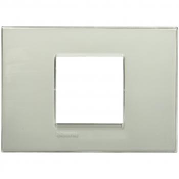 Bticino Placa Cuadrada Livinglight Gris Hielo 2 Módulos Centrados LNA4819KG