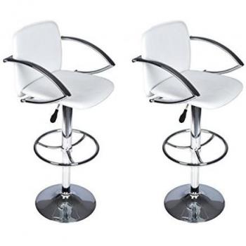 vidaXL Set de dos taburetes de bar en blanco con respaldo Taburete de comedor Giratorio
