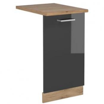 Tapa del Lavavajillas R-Line, Antracita Alto Brillo, 45 cm, Efecto Roble