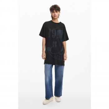 Desigual Women's Knit Dress 19-Mickey Short Sleeve in Black, Size L