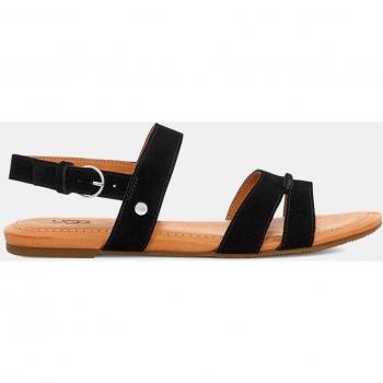 UGG Sandalias planas Katie Slingback de mujer con tiras anchas y cierre de hebilla con refuerzo elástico, color negro, talla 36