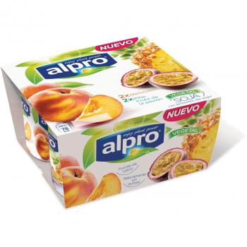 ALPRO Yogur vegetal Melocotón / Piña y maracuyá - Pack de 4