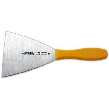 Espátula Arcos 2900 - modelo 299700 de acero inoxidable Nitrum con mango ergonómico amarillo y hoja de 12.5 x 12 cm, incluye funda colgador